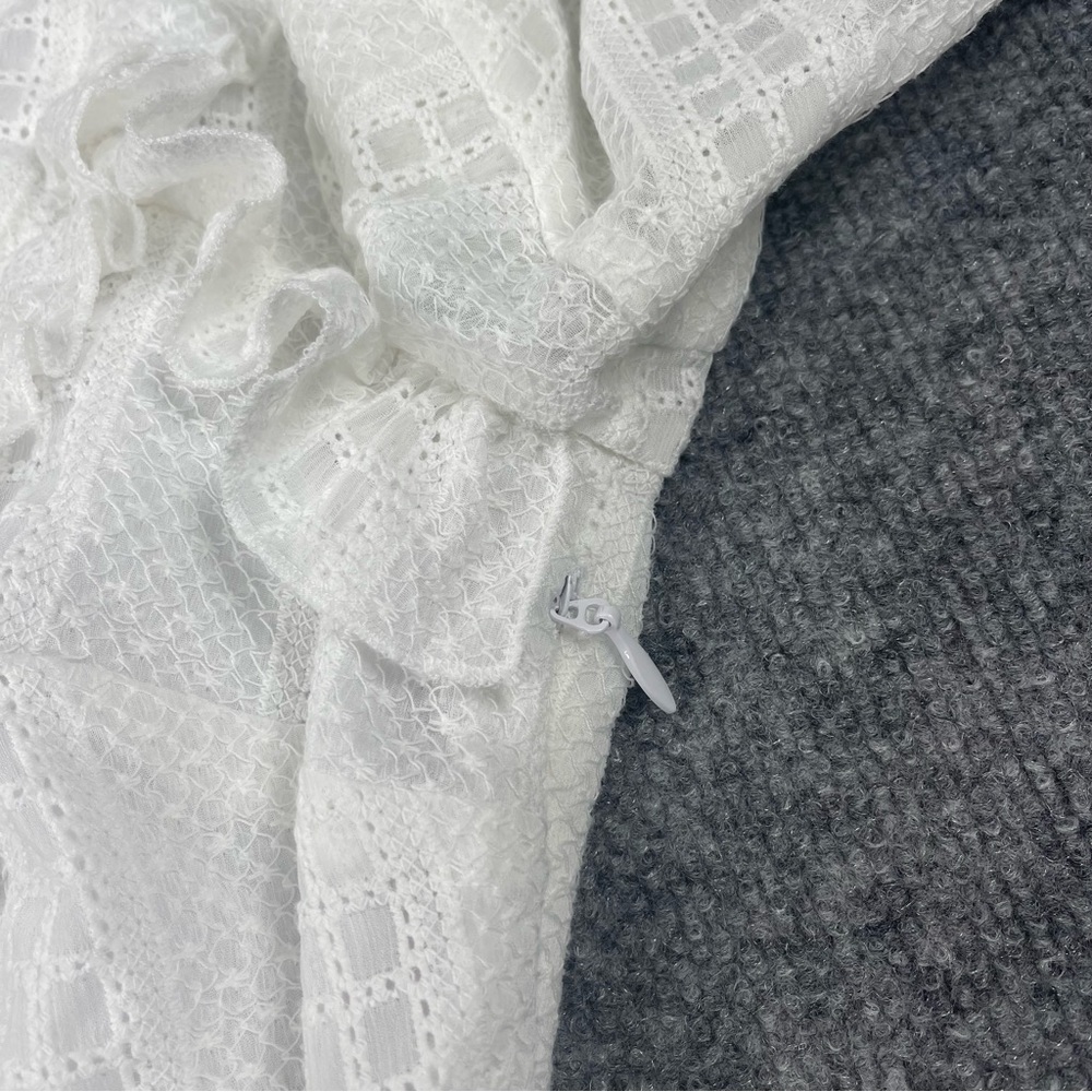 bebe White Eyelet Ruffle Midi Dress - Picture 7 of 11